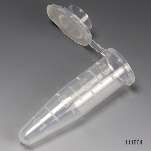 Globe Scientific Microcentrifuge Tube, 1.5mL, PP, Attached Snap Cap, Graduated, Natural, Certified: Rnase, Dnase and Pyrogen Free, 500/Stand Up Zip Lock Bag Image
